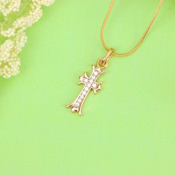 "Elegant Rose Gold Cross Pendant with Sparkling Accents, XPPT1629 - Picture 11 of 13